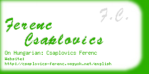 ferenc csaplovics business card